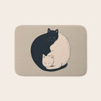 Yin Yang Cats Illustration Bath Mat Gallery Image 1