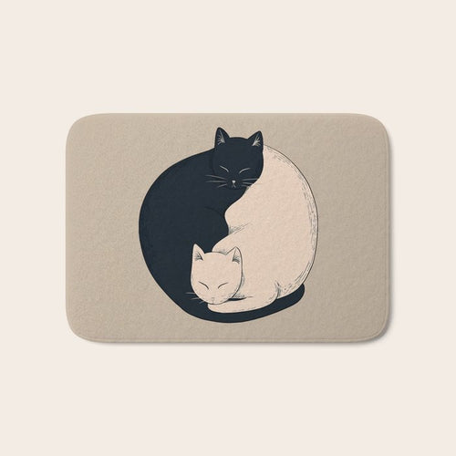 Yin Yang Cats Illustration Bath Mat Gallery Image 1