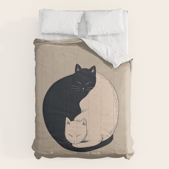 Yin Yang Cats Illustration Comforter Gallery Image 6