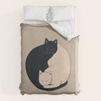 Yin Yang Cats Illustration Duvet Cover Gallery Image 6