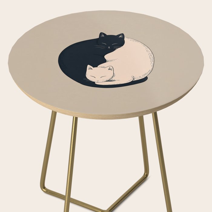 Yin Yang Cats Illustration Side Table Gallery Image 2