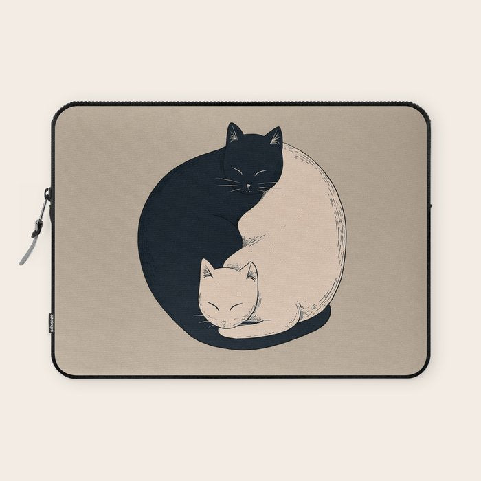 Yin Yang Cats Illustration Laptop Sleeve Gallery Image 1
