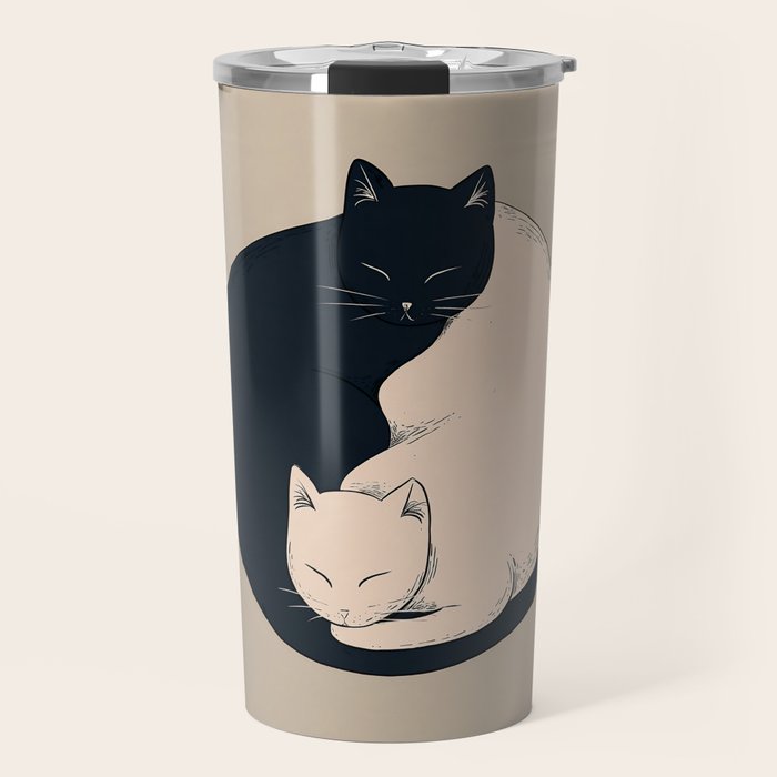 Yin Yang Cats Illustration Travel Mug Gallery Image 1