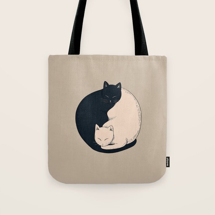 Yin Yang Cats Illustration Tote Bag Gallery Image 1