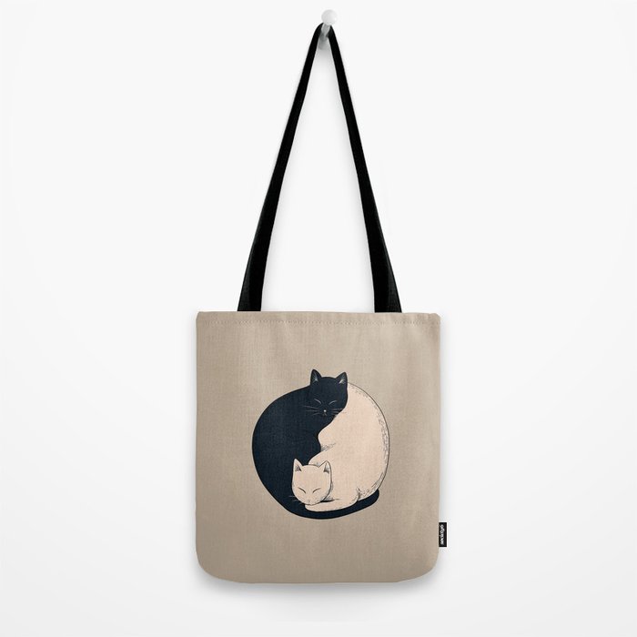 Yin Yang Cats Illustration Tote Bag Gallery Image 2