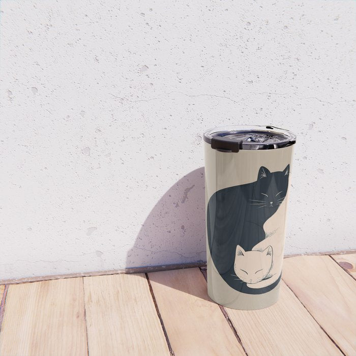 Yin Yang Cats Illustration Travel Mug Gallery Image 4