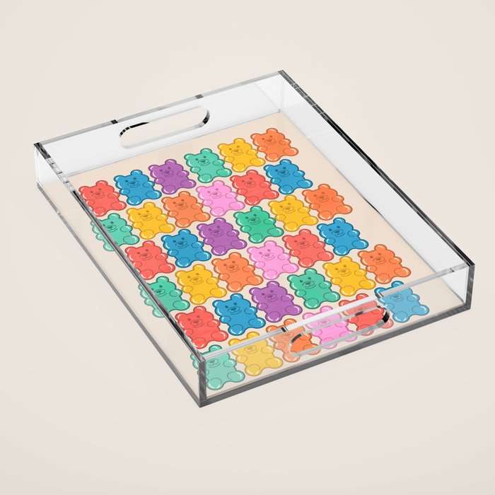 Rainbow Jelly Bears Pattern Acrylic Tray Gallery Image 1