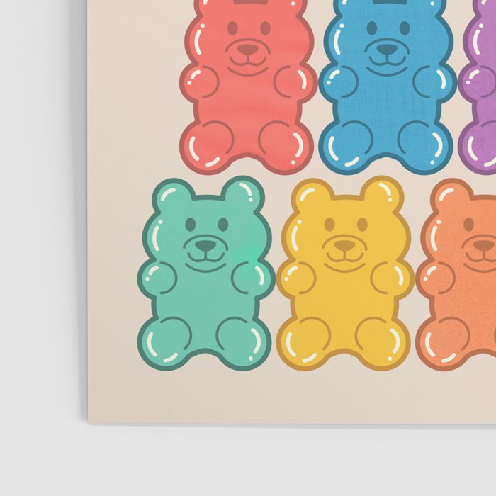 Rainbow Jelly Bears Pattern Poster Gallery Image 3