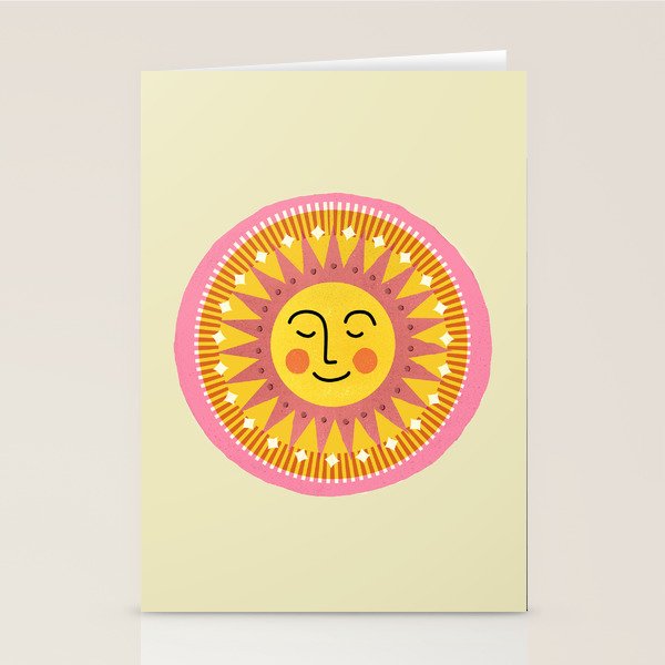 Smiling Sleeping Sun Face Stationery Card Gallery Image 2