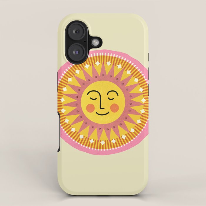 Smiling Sleeping Sun Face iPhone Case Gallery Image 1