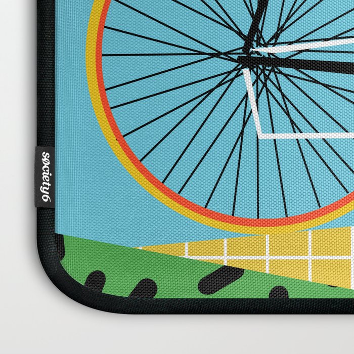 Roadie - peugeot px10, bicycle art print, cycling art, gifts for cyclists, memphis art print Laptop Sleeve Gallery Image 3