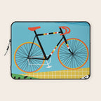 Roadie - peugeot px10, bicycle art print, cycling art, gifts for cyclists, memphis art print Laptop Sleeve Gallery Image 1