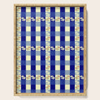 Vintage Blue Gingham with Flowers Serving Tray Gallery Image 1