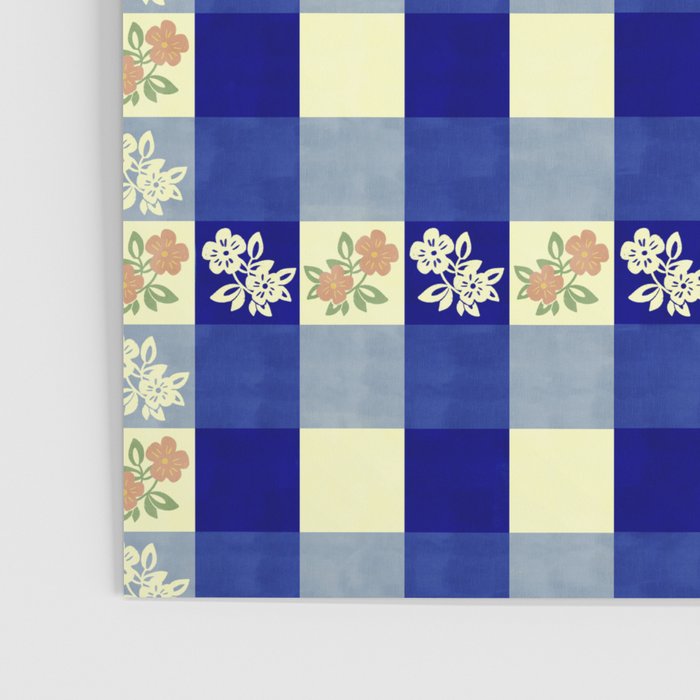 Vintage Blue Gingham with Flowers Poster Gallery Image 3
