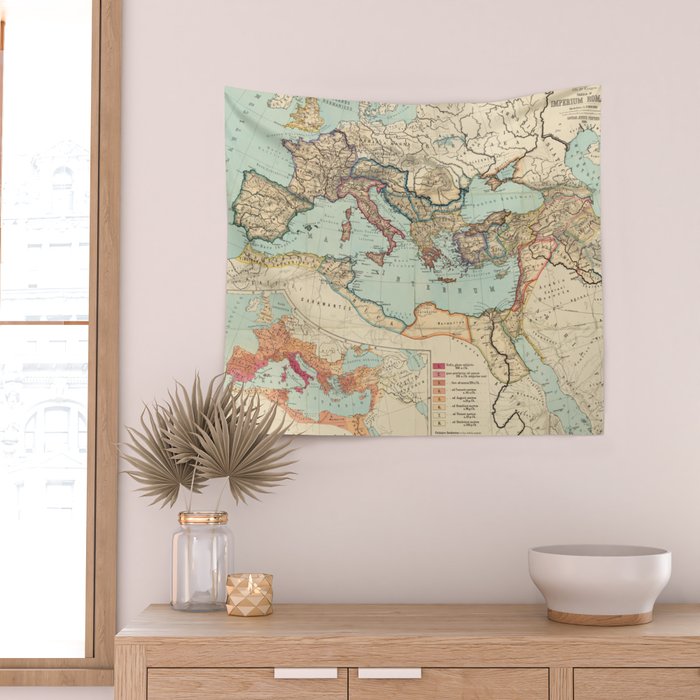 Vintage Map of The Roman Empire (1889) Wall Tapestry Gallery Image 2