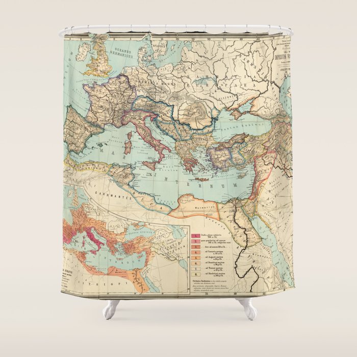 Vintage Map of The Roman Empire (1889) Shower Curtain Gallery Image 1