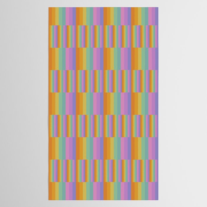 Mixed Stripes Pattern I Colorful Rainbow Tablecloth Gallery Image 2