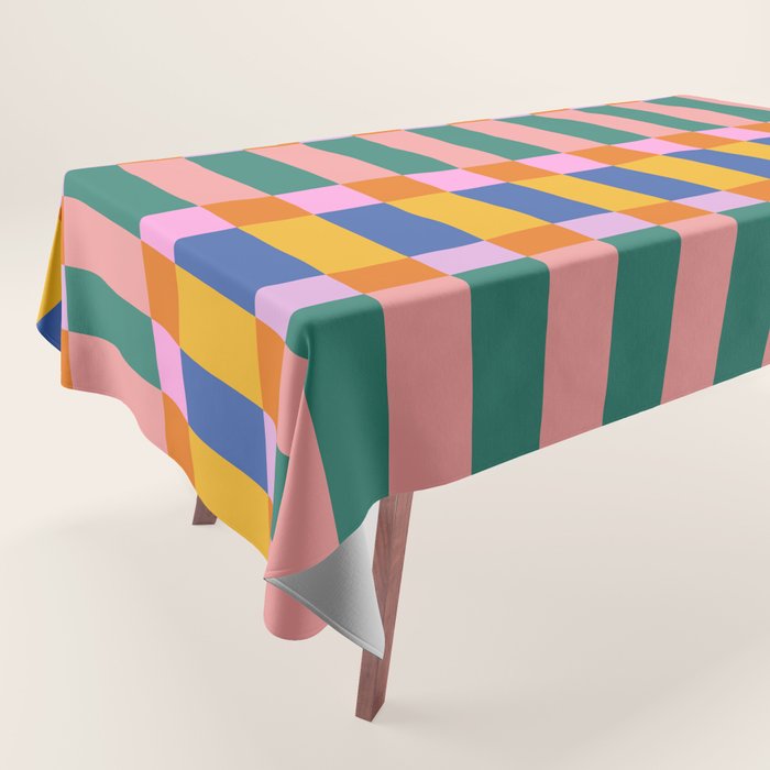 Check Pattern in Bright Colors Tablecloth