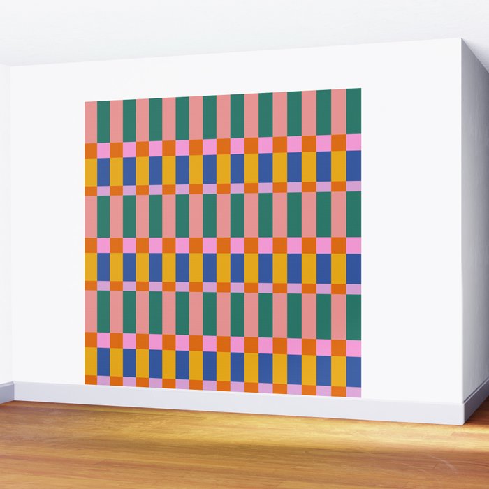 Check Pattern in Bright Colors Wall Mural Gallery Image 2
