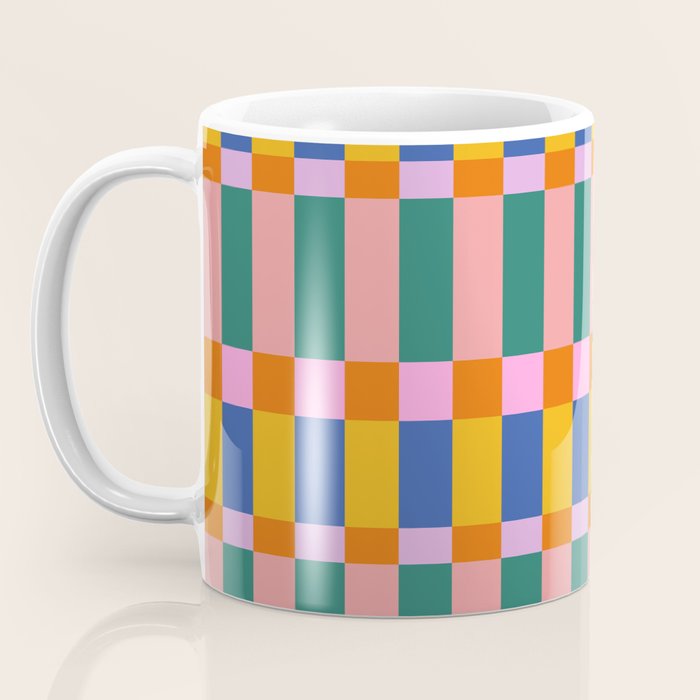 Check Pattern in Bright Colors Coffee Mug Gallery Image 3