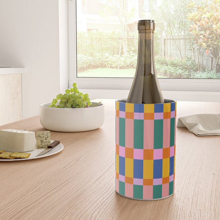 Check Pattern in Bright Colors Wine Chiller Gallery Image 4