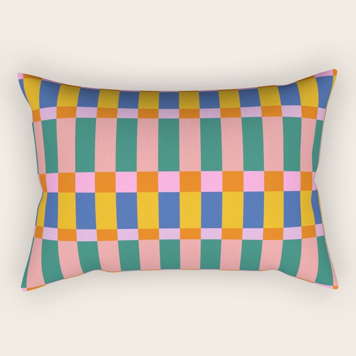 Check Pattern in Bright Colors Rectangular Pillow Gallery Image 2