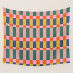 Check Pattern in Bright Colors Wall Tapestry Gallery Image 4