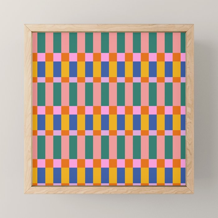 Check Pattern in Bright Colors Mini Art Print Gallery Image 1