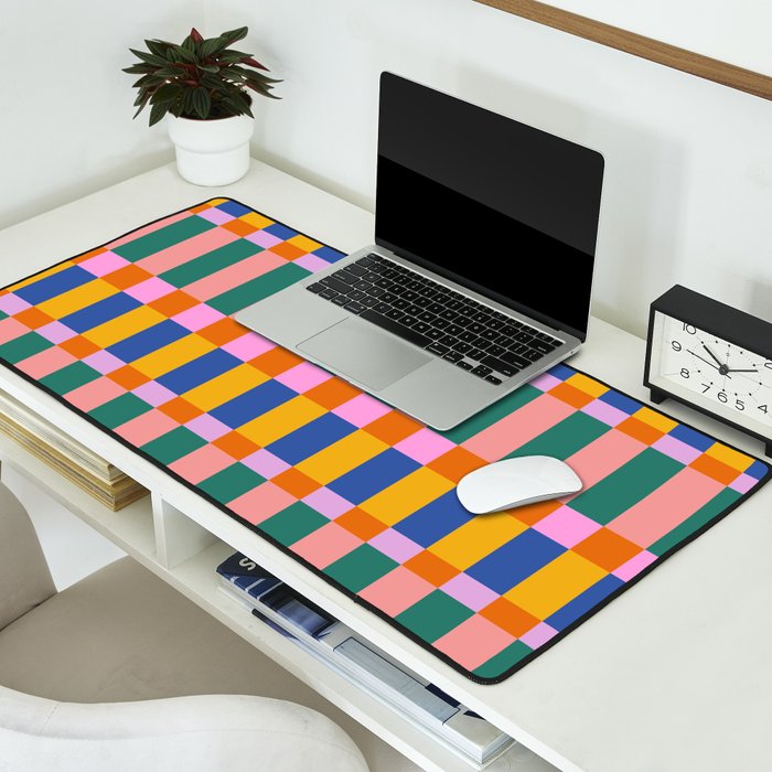 Check Pattern in Bright Colors Desk Mat Gallery Image 2