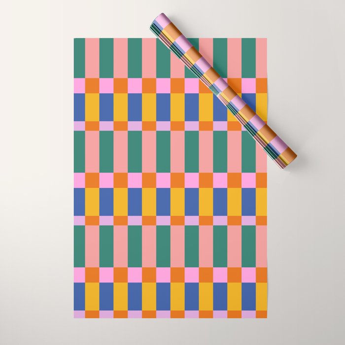 Check Pattern in Bright Colors Wrapping Paper Gallery Image 1