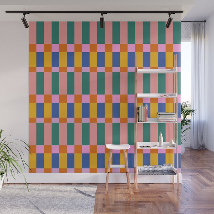 Check Pattern in Bright Colors Wall Mural Gallery Image 1