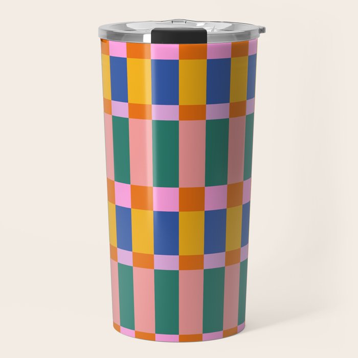 Check Pattern in Bright Colors Travel Mug Gallery Image 1