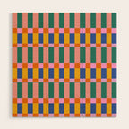 Check Pattern in Bright Colors Wood Wall Art Gallery Image 1