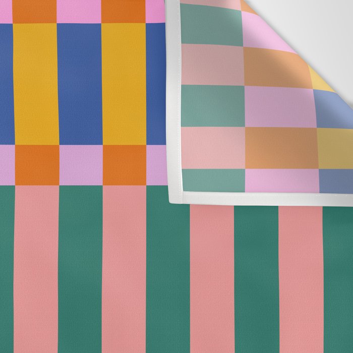 Check Pattern in Bright Colors Wall Tapestry Gallery Image 3