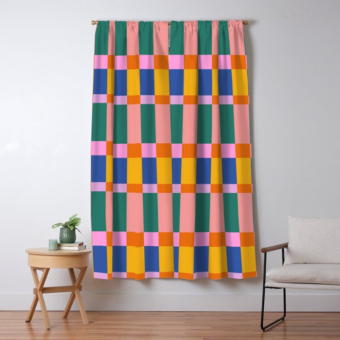 Check Pattern in Bright Colors Window Curtain Gallery Image 1