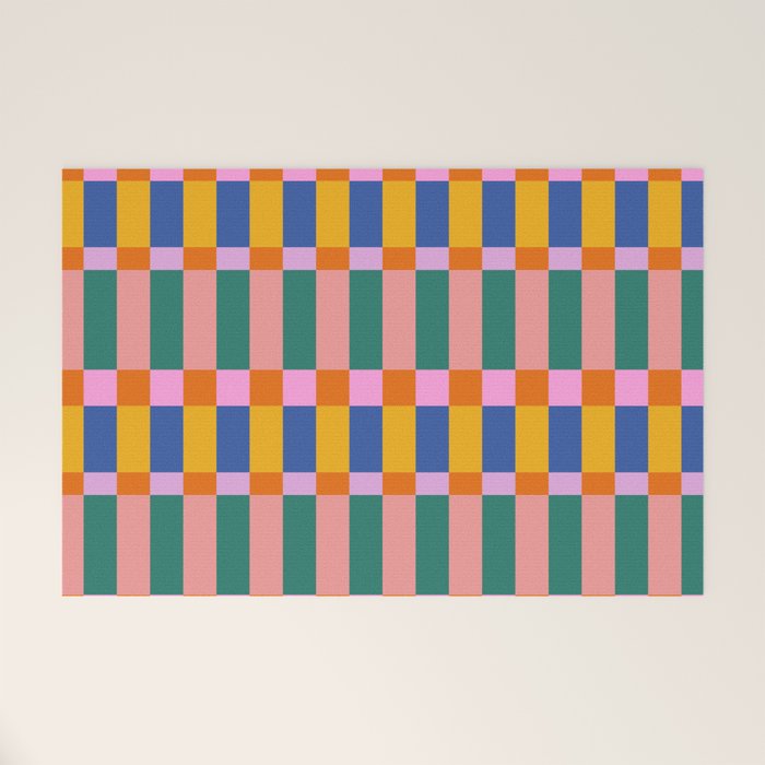Check Pattern in Bright Colors Welcome Mat Gallery Image 1
