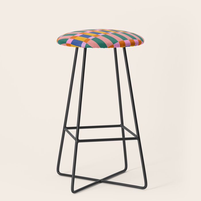 Check Pattern in Bright Colors Stool Gallery Image 1