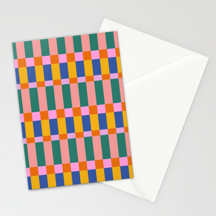 Check Pattern in Bright Colors Stationery Card Gallery Image 2