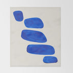 Minimalist Modern Mid Century Colorful Abstract Shapes Phthalo Blue Native Pebbles Stacked Throw Blanket Gallery Image 2