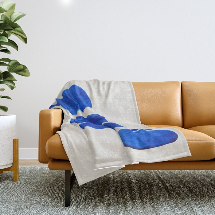 Minimalist Modern Mid Century Colorful Abstract Shapes Phthalo Blue Native Pebbles Stacked Throw Blanket Gallery Image 1
