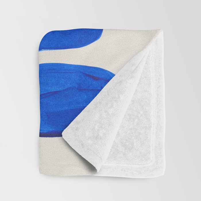 Minimalist Modern Mid Century Colorful Abstract Shapes Phthalo Blue Native Pebbles Stacked Throw Blanket Gallery Image 3