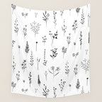 White Wildflowers Pattern Wall Tapestry Gallery Image 4