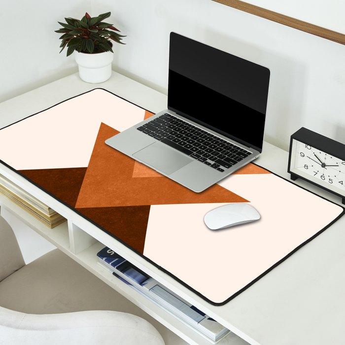 Geometric Blocks in Terracotta Desk Mat Gallery Image 2