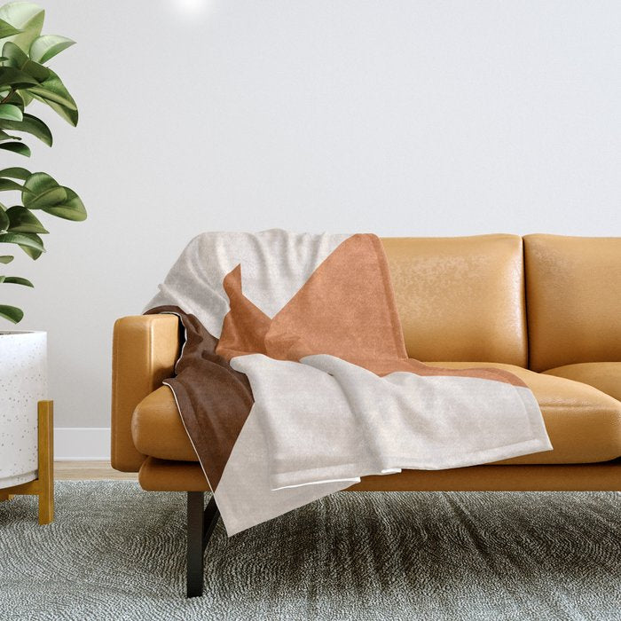 Geometric Blocks in Terracotta Throw Blanket Gallery Image 1