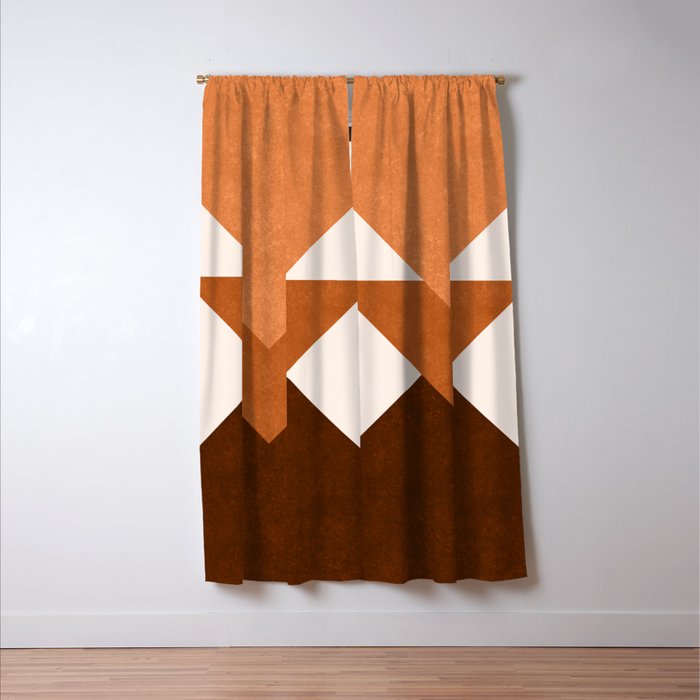 Geometric Blocks in Terracotta Window Curtain Gallery Image 3