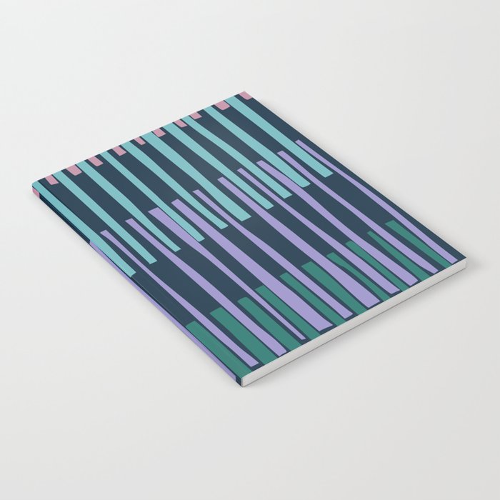 Block print geometrics stripes dark blue Notebook Gallery Image 1