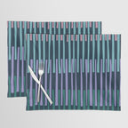 Block print geometrics stripes dark blue Placemat Gallery Image 1