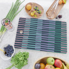Block print geometrics stripes dark blue Cutting Board Gallery Image 2