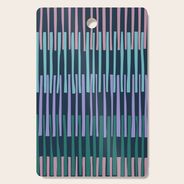 Block print geometrics stripes dark blue Cutting Board Gallery Image 1
