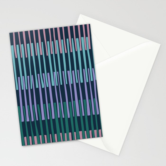 Block print geometrics stripes dark blue Stationery Card Gallery Image 2